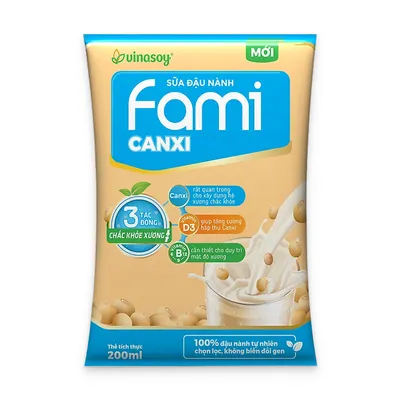 Sữa đậu nành Fami canxi bịch 200ml