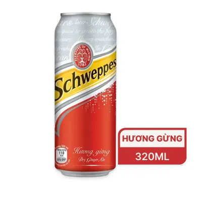 Nước soda Schweppes Dry Ginger Ale hương gừng lon 320ml