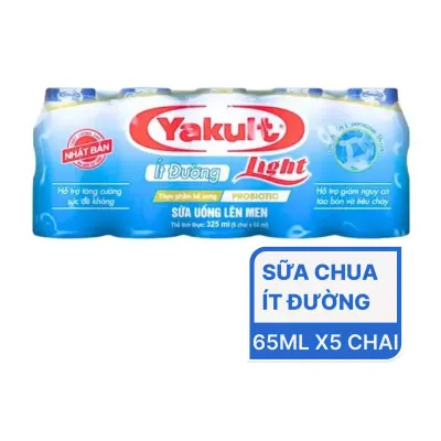 Lốc 5 chai sữa chua uống lên men Yakult ít đường 65ml