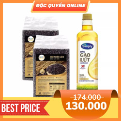Combo lứt: 2 Gạo lứt Kim Thiên Lộc 1kg x2 và Dầu gạo lứt Simply 1L