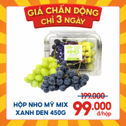 Nho Mỹ không hạt mix xanh đen hộp 450g (1 Hộp)