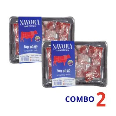 Combo 2 khay nạc vai bò Úc Savora đông lạnh cắt lúc lắc 250g