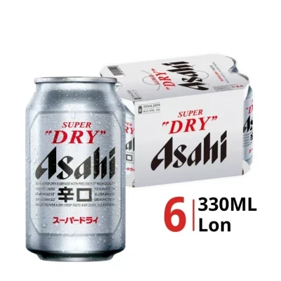 Lốc 6 lon bia Asahi Super Dry 5% 330ml