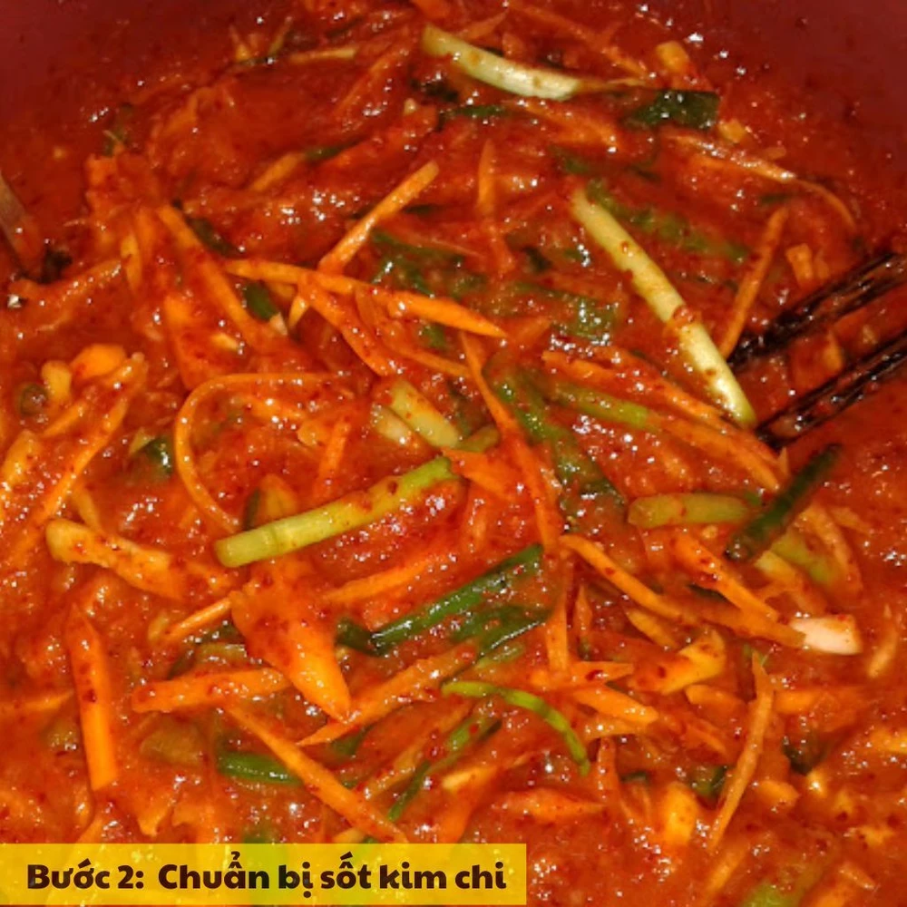 chuẩn bị sốt kim chi