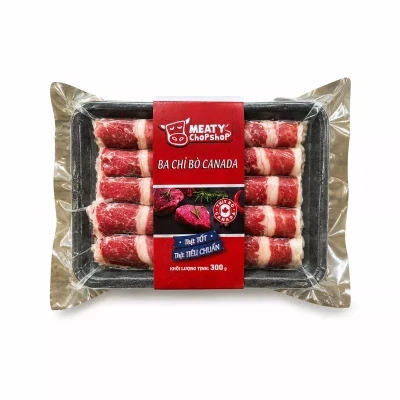 Ba chỉ bò Canada cắt cuộn TTC khay 300g