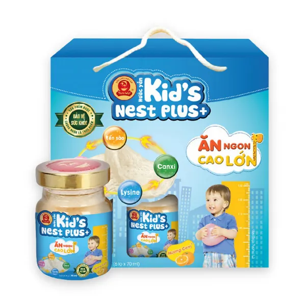 Hộp 6 lọ yến Kids Nest Plus Thiên Việt hương cam 70ml