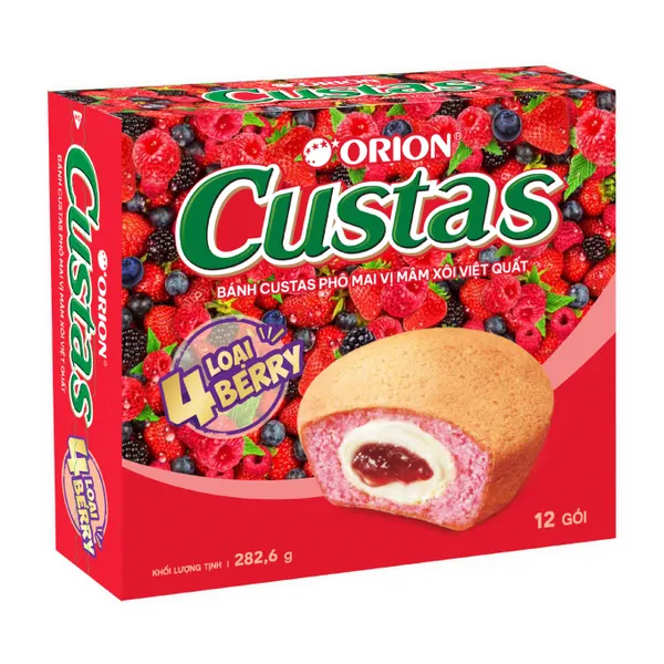 Bánh Custas phô mai vị mâm xôi việt quất Orion hộp 282.6g