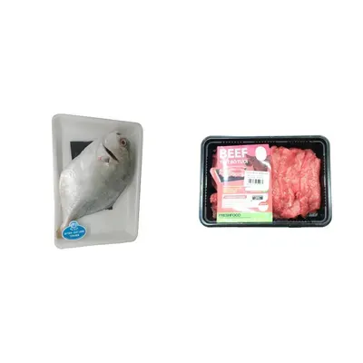 Combo Cá chim trắng làm sạch 450g + Đùi lá cờ bò cắt lát Freshfoco khay 250g