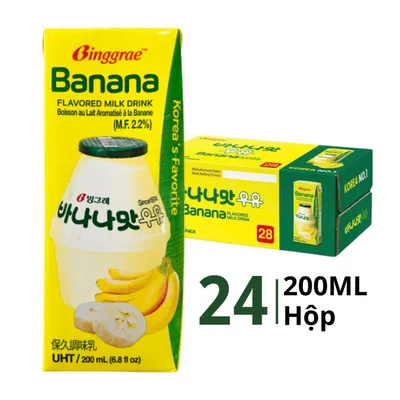 Thùng 24 hộp sữa chuối Binggrae 200ml