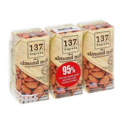 Lốc 3 hộp sữa hạnh nhân 137 Degrees không đường 180ml