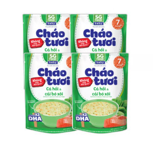 Combo 4 Cháo tươi Baby cá hồi cải bó xôi SG Food gói 240g x4