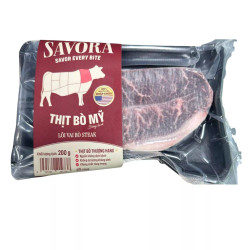 Lõi vai bò Mỹ đông lạnh Steak Savora khay 200g (1 Khay)