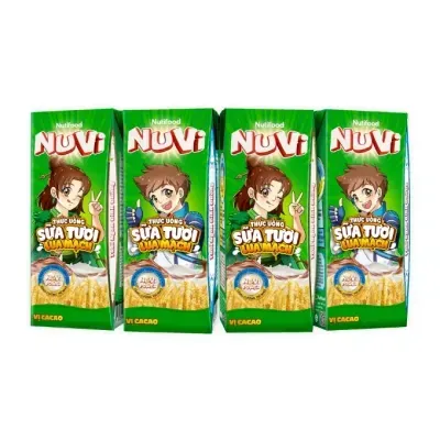 Lốc 4 hộp thức uống sữa lúa mạch Nutimilk hương cacao 180ml
