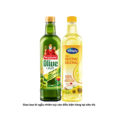 Combo dáng đẹp healthy: Dầu olive light Neptune 1L và dầu hướng dương Simply 1L