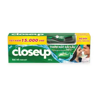 Bộ kem đánh răng thơm mát bạc hà Close Up tuýp 230g + bàn chải