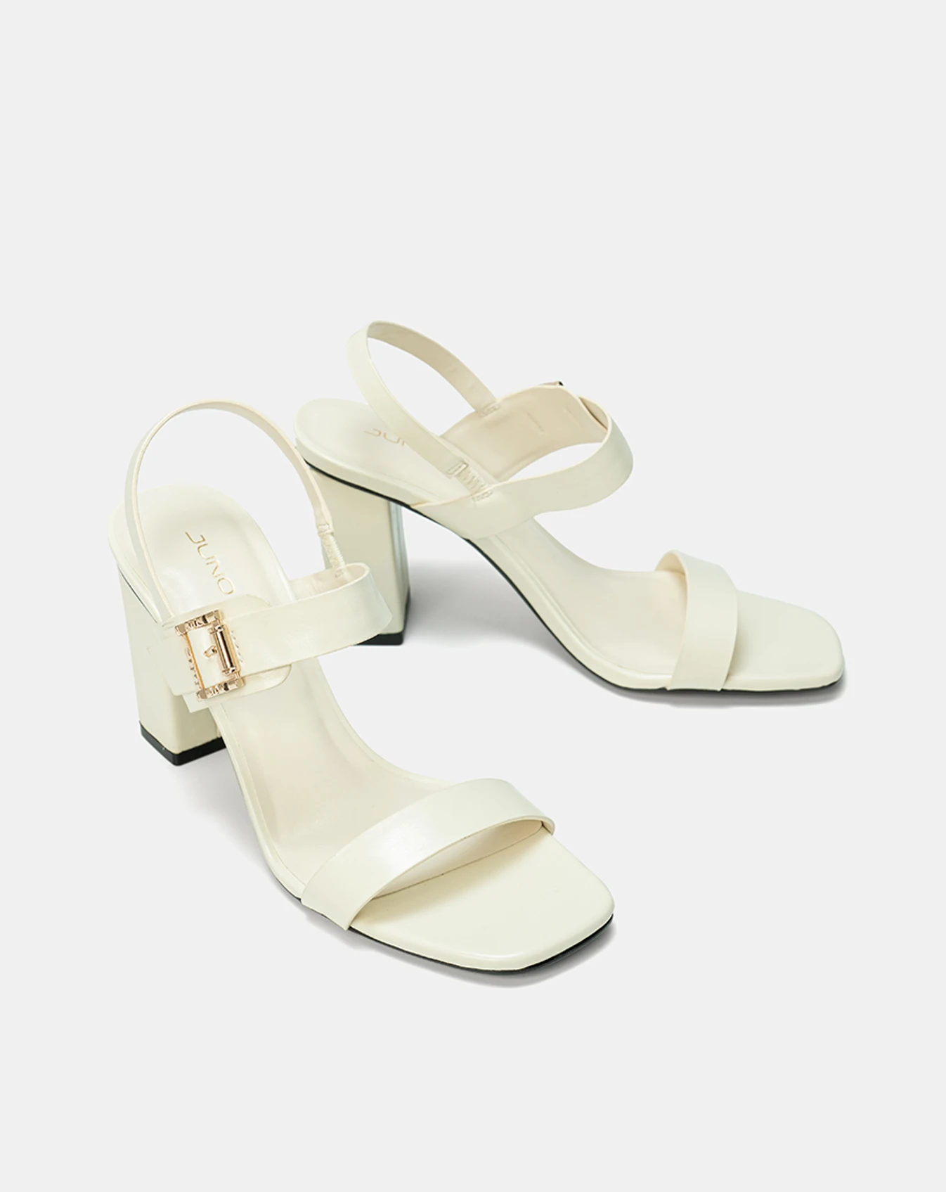 Giày Sandal Gót Vuông Quai Ngang Phối Khóa Trang Trí - Image 7