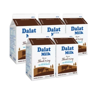 Combo 5 hộp sữa tươi thanh trùng socola Đà Lạt Milk 180ml