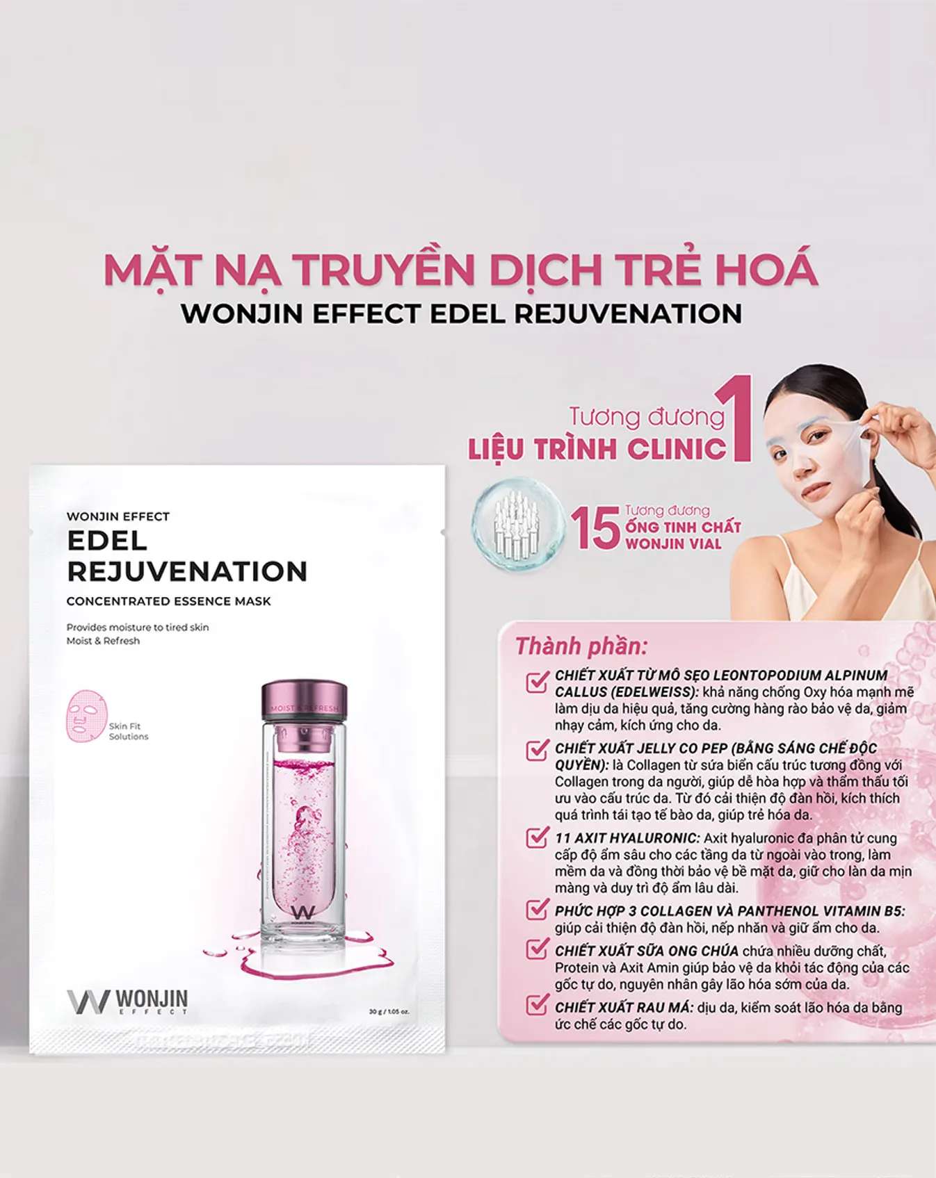 Mặt Nạ Wonjin Trẻ Hóa Da Effect Edel Rejuvenation Concentrated Essence Mask - Image 3