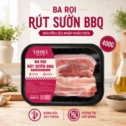 Ba rọi rút sườn BBQ Savora khay 400g