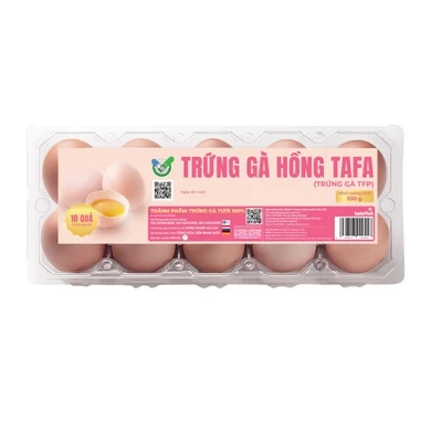Trứng gà hồng hộp nhựa 53g Tafa hộp 10 quả