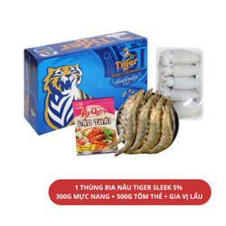 Combo bia nâu 5% Sleek Tiger và nguyên liệu lẩu thái cay - Combo tiệc tiện lợi