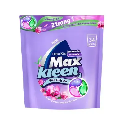 Viên giặt xả huyền diệu Maxkleen túi 15g x 34 viên