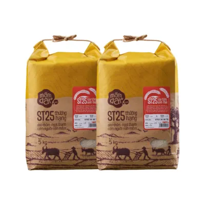 Combo 2 túi gạo ST25 lúa tôm sinh thái Mầm Đất 5kg