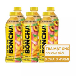 Lốc trà mật ong Boncha vị oolong đào chai 450ml (6 Chai)