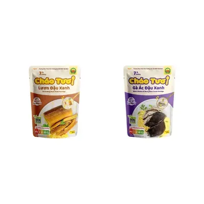 Combo Cháo tươi Cây Thị lươn đậu xanh gói 240g (1 Gói) + Cháo tươi gà ác đậu xanh Cây Thị gói 240g