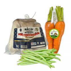 Combo Cà rốt Đà Lạt VietGap phần 300g & Nấm đùi gà hữu cơ Bắc Âu gói 250g & Đậu cove vỉ 250g