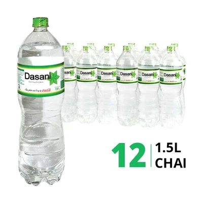 Thùng 12 chai nước uống tinh khiết Dasani 1.5L
