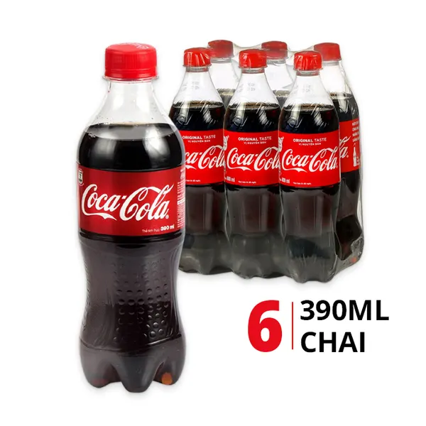 Lốc 6 chai nước ngọt Coca Cola 390ml
