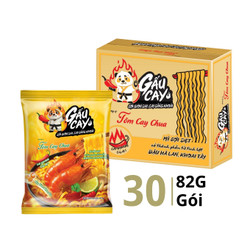 Mì sợi dẹt cốt tôm chua cay đậm đà Gấu Cay gói 82g (30 Gói)