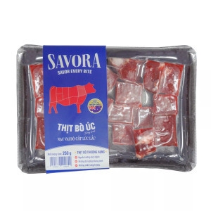 Nạc vai bò Úc đông lạnh cắt lúc lắc Savora khay 250g (1 Khay)