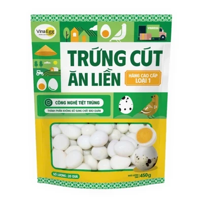 Trứng cút Vinaegg ăn liền tiệt trùng lột sẵn túi 20 trứng