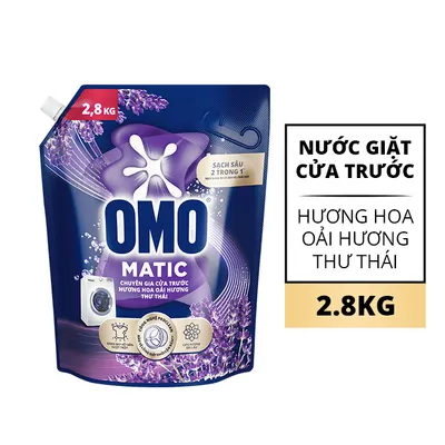 Nước giặt Matic hương hoa oải hương thư thái cửa trước Omo túi 2.8kg