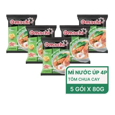 Lốc 5 gói mì khoai tây Omachi xốt bò hầm 80g sợi mì gói Phở