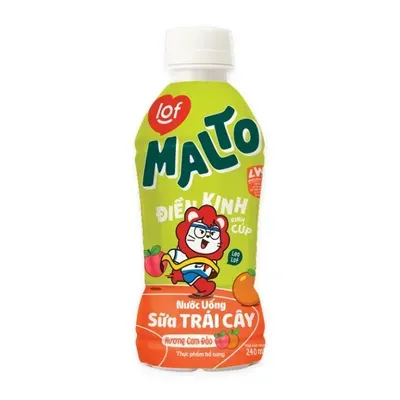 Nước uống sữa trái cây vị cam đào Lof Malto chai 240ml