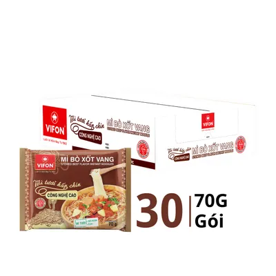 Thùng 30 gói mì tươi Vifon vị bò xốt vang 70g