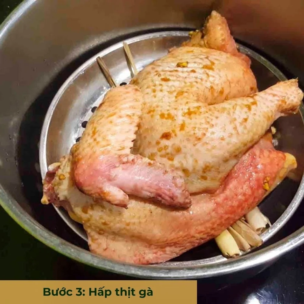 bước 3 hấp thịt gà