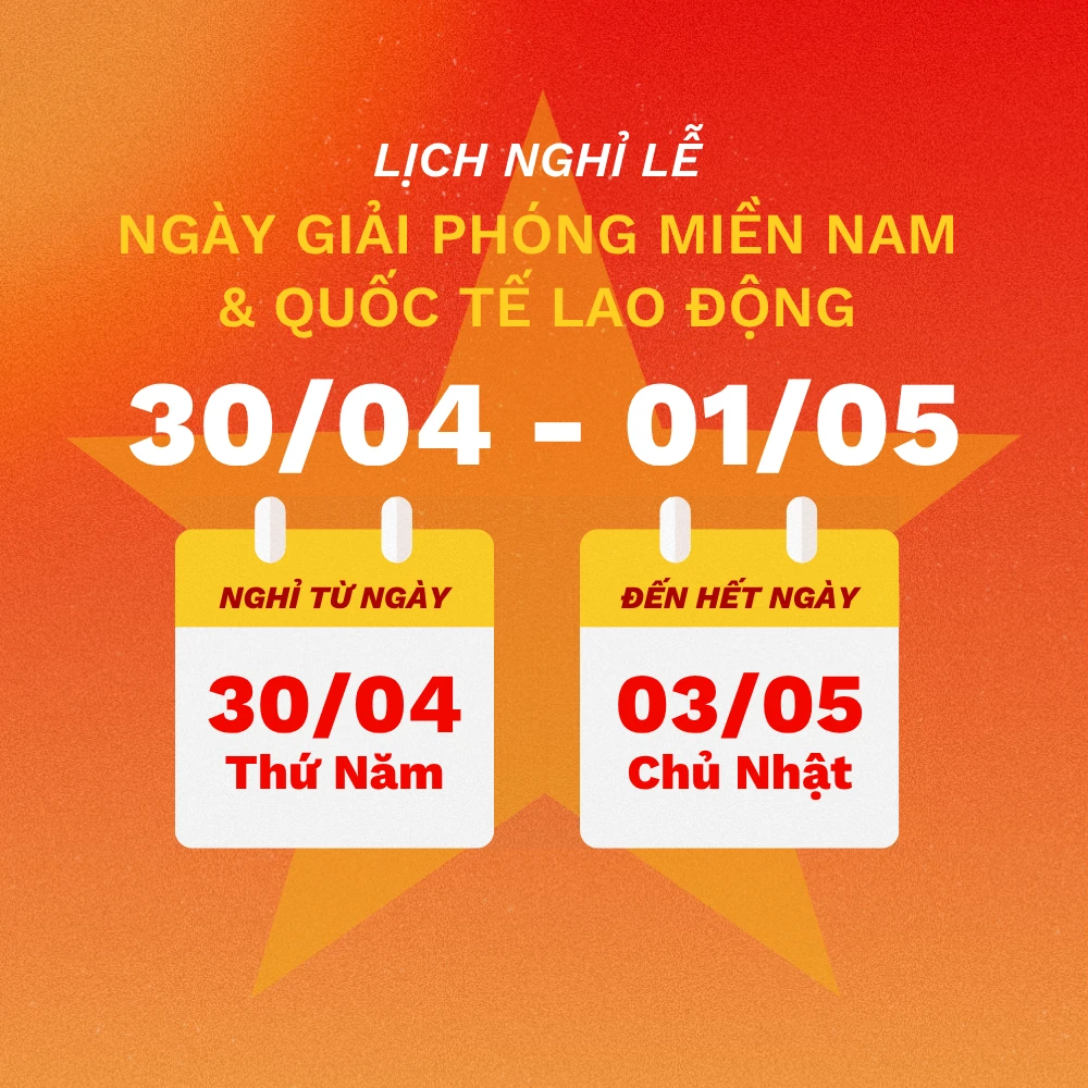 Lịch nghỉ 30/4-01/5 từ thứ Năm đến Chủ nhật