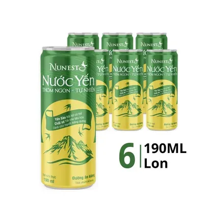 Lốc 6 lon nước yến Nunest đường ăn kiêng 190ml