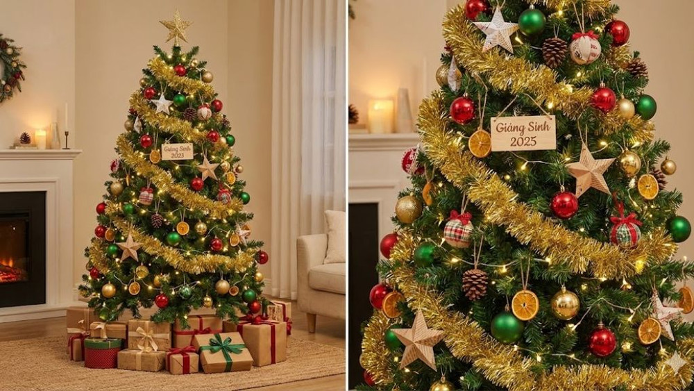 trang trí cây thông noel