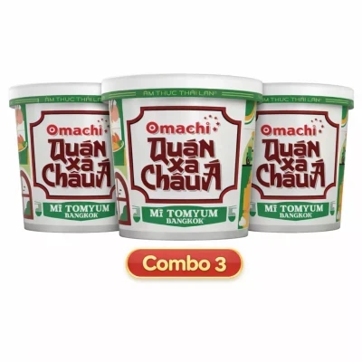 Combo 3 Quán xá châu á mì Tomyum Bangkok Omachi hộp 96g