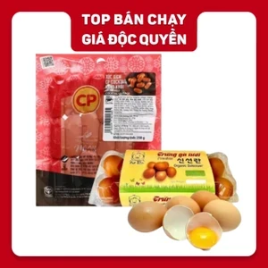 Combo bữa sáng tiện lợi: xúc xích và trứng gà