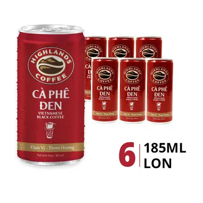Lốc 6 lon cà phê đen Highlands Coffee 185ml