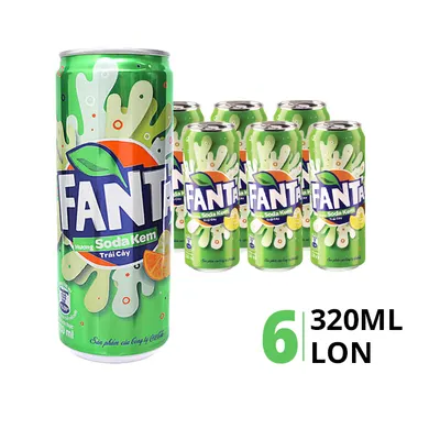 Lốc 6 lon nước ngọt Fanta vị soda cream 320ml