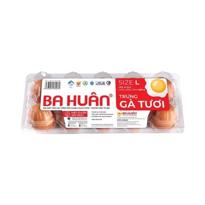 Trứng gà size L 60±2g Ba Huân hộp 10 quả
