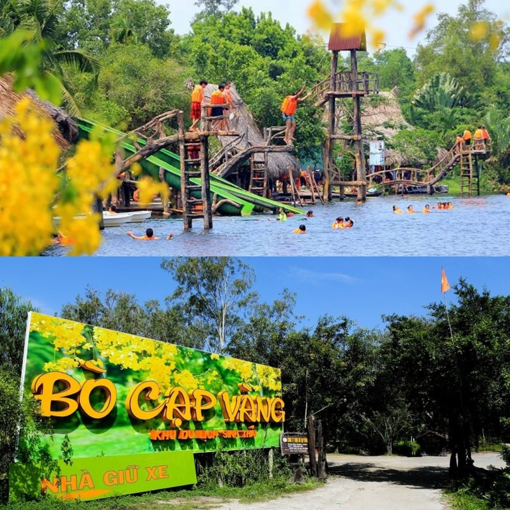 Tọa lạc tại huyện Nhơn Trạch, vùng đất giáp ranh Sài Gòn qua phà Cát Lái. Tên gọi "Bò Cạp Vàng" bắt nguồn từ sắc hoa bò cạp vàng rực rỡ thường nở rộ khắp khu du lịch vào mỗi độ hè về, tạo nên một dải lụa vàng óng ả ven sông.