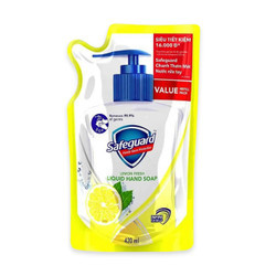 Nước rửa tay sạch khuẩn chanh thơm mát Safeguard túi 420ml